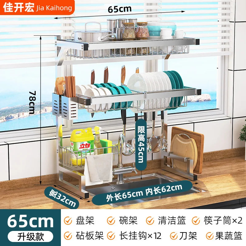 Expandable Over Sink Dish Drying Rack Snap On Design Large Stainless Steel Dish Drainer Kitchen Counter Organizer