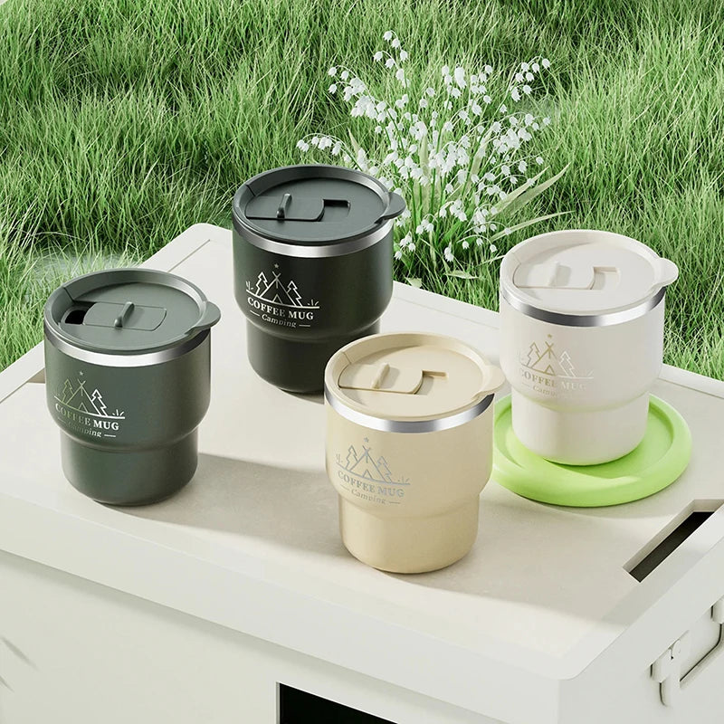 Student Portable Sealed Tumbler 400ML Thermal Cup 304 Stainless Steel Double Layer Insulated Water Cup Office Milk Coffee Mug