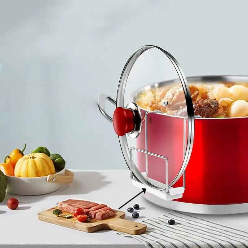 Slow Cooker Lid Holder Lid Rack With Silicone Sink Kitchen Cooking Pot Lid Organizer For Fixed On Edge Of The Tablewares