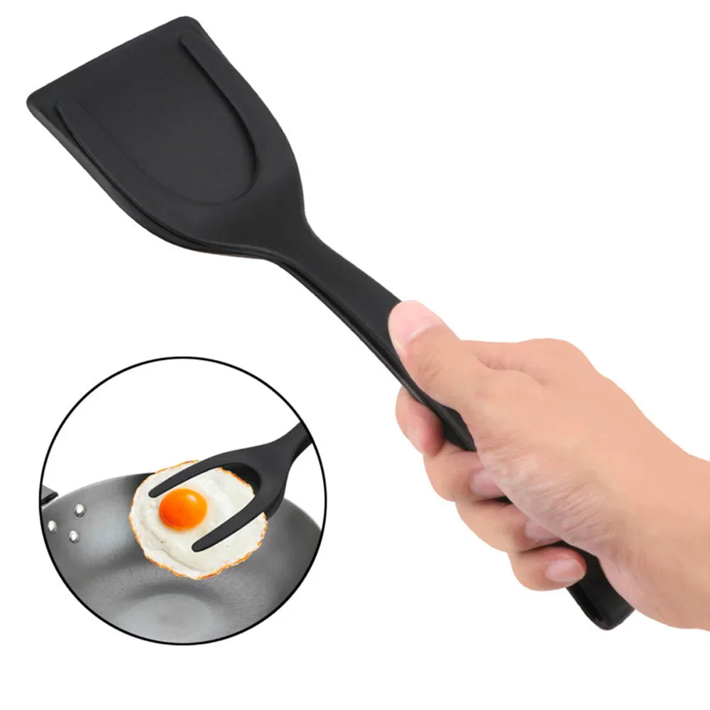 2 In 1 Fried Egg/Steak Nylon Grip Flip Tongs 1Pcs Cooking Spatula Tongs Bread Shovel Clamp Practical Kitchen Tool Accessory