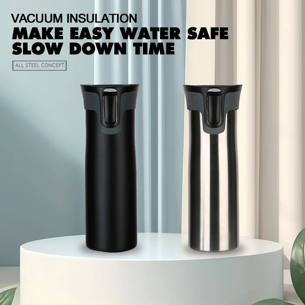 1pc Stainless Steel Vacuum-Car thermal Coffee mug SUS 304 Inside material, Insulated Travel Mug with Spill-Proof Lid