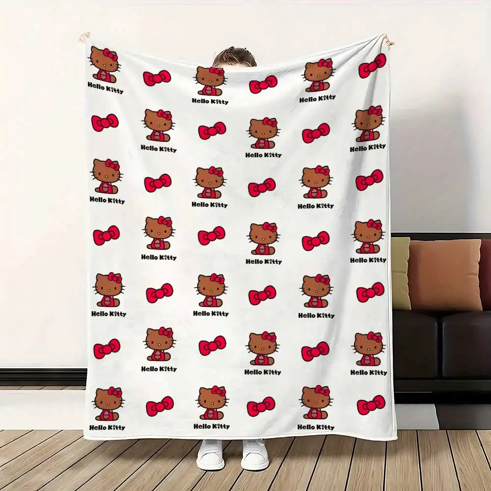 Kawaii Hellos Cat Knee Blanket for Living Room Decorative Bed Blankets Bedroom Decoration Home Bedspread the Sofa Throw Winter
