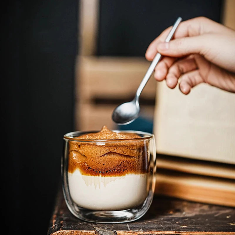 2/4pcs Glass Coffee Cup Set Double Walled Glass Mug Heat-resistant Milk Espresso Cup Cappuccino Mug Juice Tea Cup 240/300ML