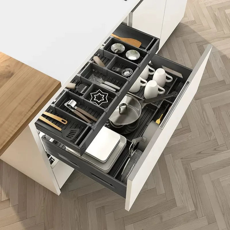 Pull Basket Kitchen Cabinet Double Drawer Type Dish Basket Dish Cupboard Storage Inner Shelf