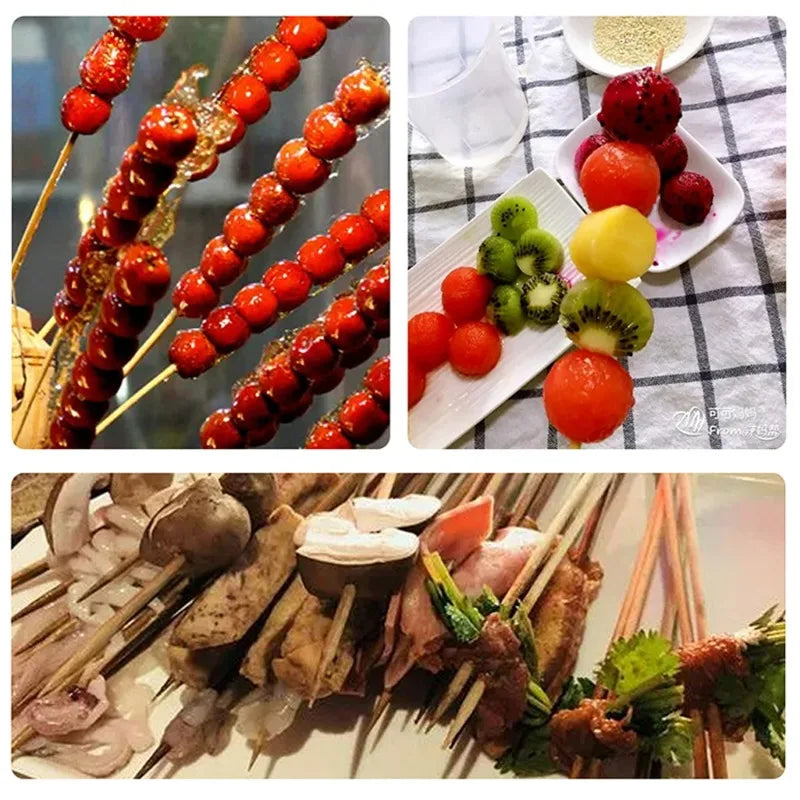 360/90x Food Sticks Bamboo Skewer Stick Disposable Wood for Home Kitchen Party Buffet Food Fruit Barbecue Tools Various Size