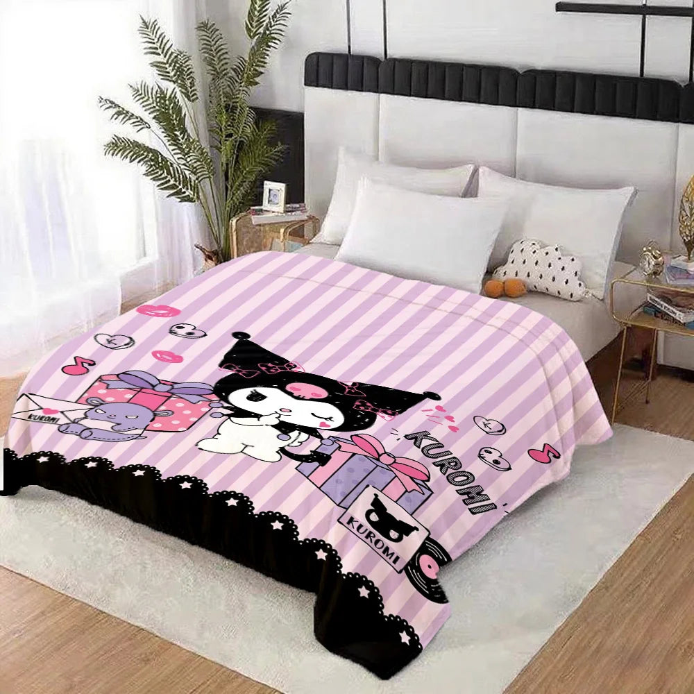 Kawaii K-Kuromi Fluffy Soft Blankets and Throws Nap Blanket for Bed New Year Camping Furry Bedspread the Anime Home Decoration