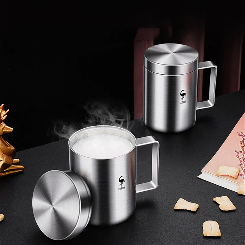 Office 420ml LFGB Certification Pure 316 Stainless Steel Mug Heat Insulation Water Cup Ultra Hard Fall Resistant Milk Mark Cup