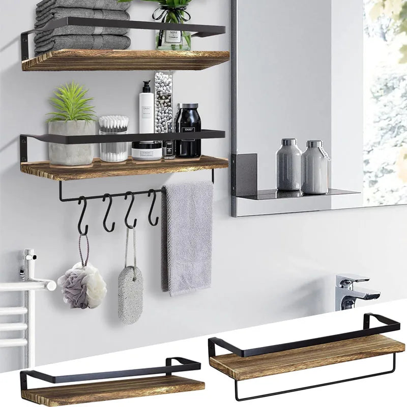Bathroom supplies kitchen solid wood drilling storage rack floating wall rack accessories storage cabinet hardware accessories