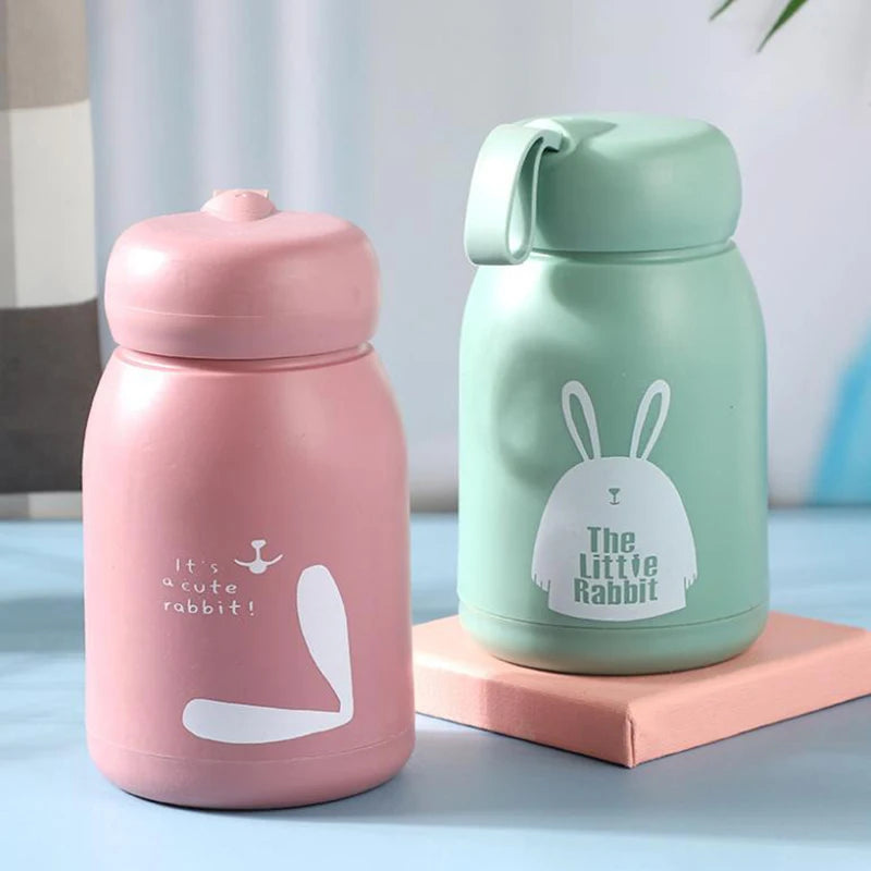1 Pc 320ml Mini Portable Thermal Cup - Cute Leakproof Glass Vacuum Insulated Flask, Water Bottle for Girls & Kids Daily Drink