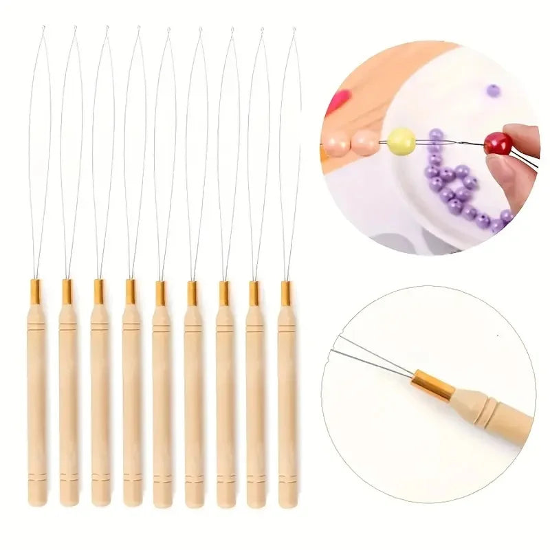 2-20pcs Micro Rings Loop Tool Loop Threader Pulling Needle Used with Hair Plier And Beads for Human Hair Feather Extension Tools