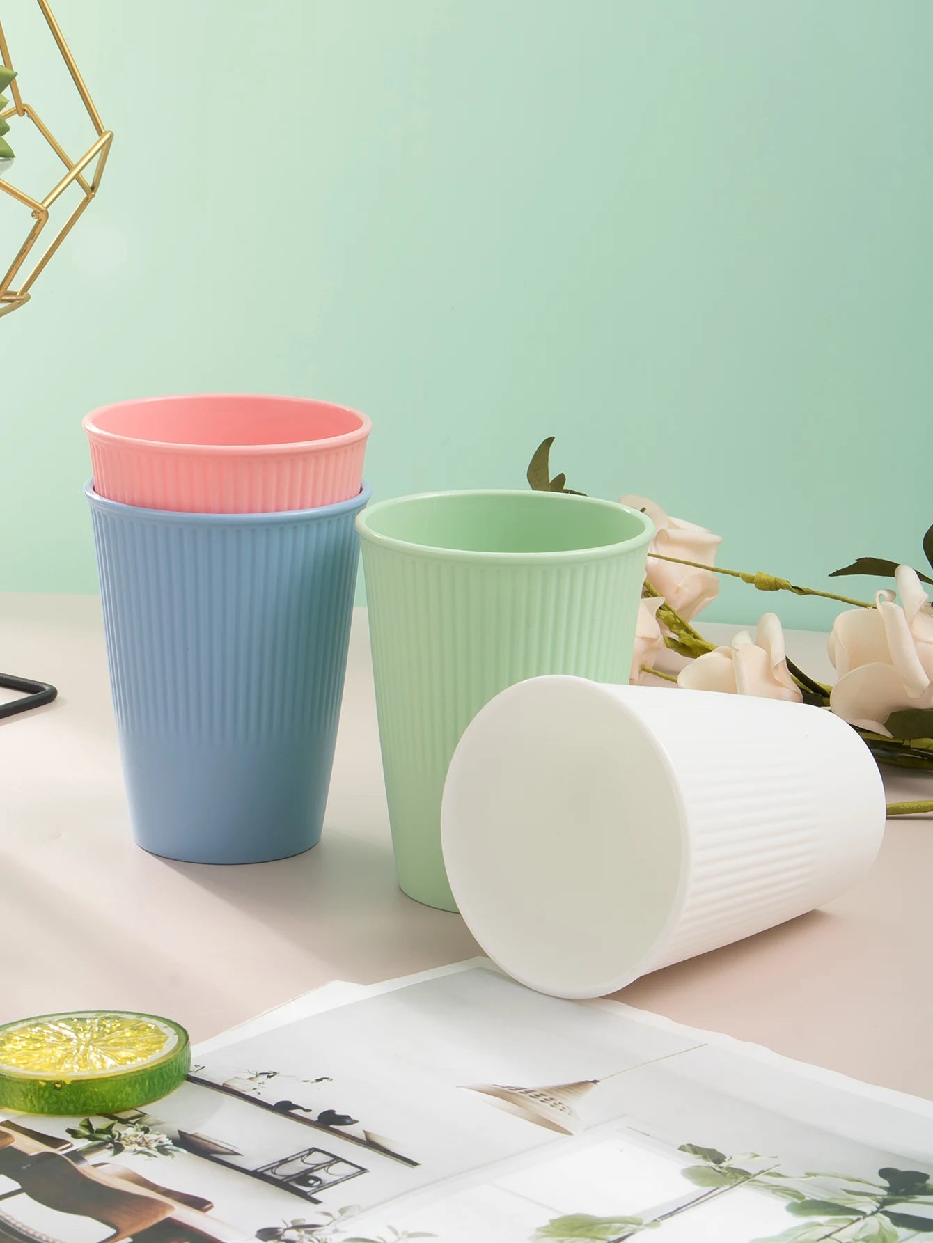 [homeeee] Reusable Pastel Pink Cup Set - Eco-Friendly Picnic & Home Mug