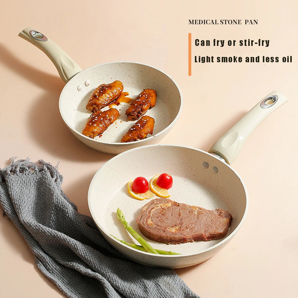 Non-stick Frying Pan Wok Ceramic Omelette Pan Steak Frying Pan Household Induction Cooker Universal Kitchen Cookware Accessories