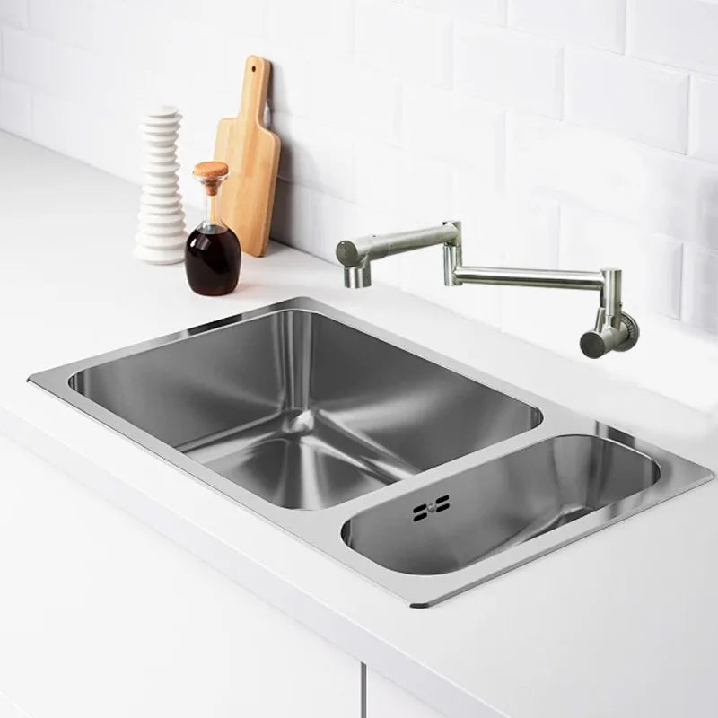 Wall mounted kitchen stove multifunctional folding rotary faucet, single cooling design, universal rotation