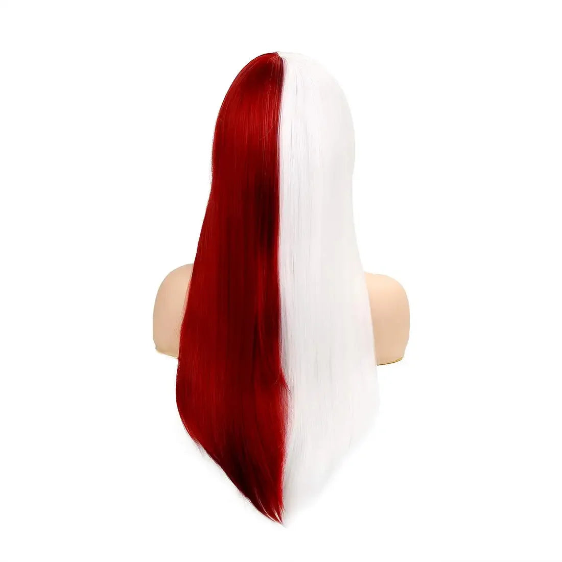 Long Straight Anime Cosplay Wig for Women Red White Synthetic Halloween Hair Wig
