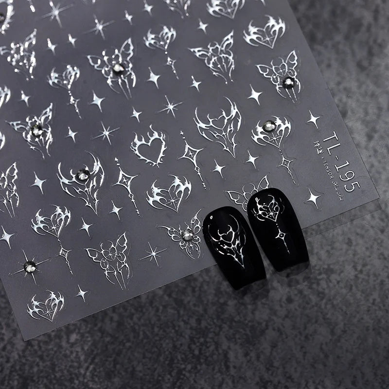 1pcs 5D DIY Self-Adhesive Slider Accessories Diamond Butterfly Nail Art Stickers Holographic Butterfly Nail Decorations Decals