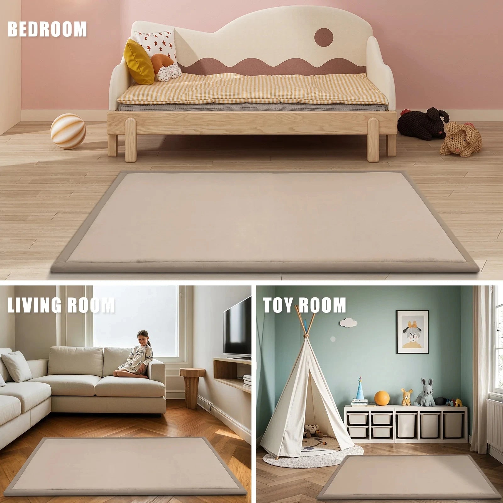 Large 1.2in Thick Baby Play Mat Tatami Style Non-Slip Carpet for Living Room Kids Baby Crawling Bedroom Floor Mats Soft Area Rug