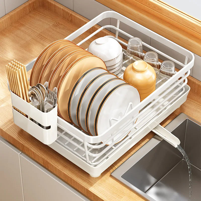 Large Capacity Kitchen Dish Drainer Organizer Countertop Chopsticks Rack Bowl Rack Cup & Dish Dispenser Sink Stand