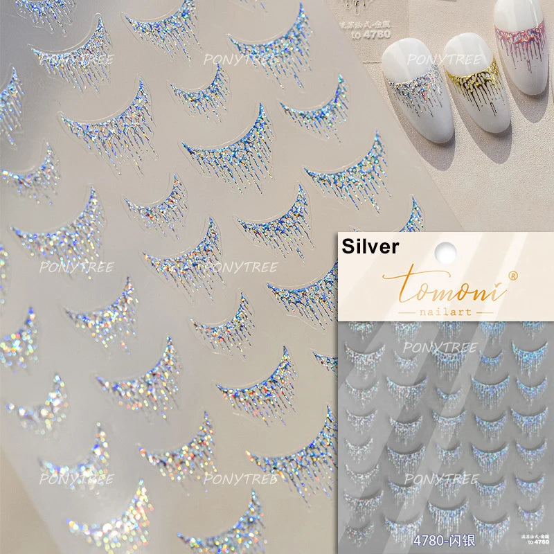 Silver Lava Annual Ring Cherry Clock Watch Starburst Love Heart Rate Chart Moon Star Line  Bowknot Line Nail Art Stickers Decals