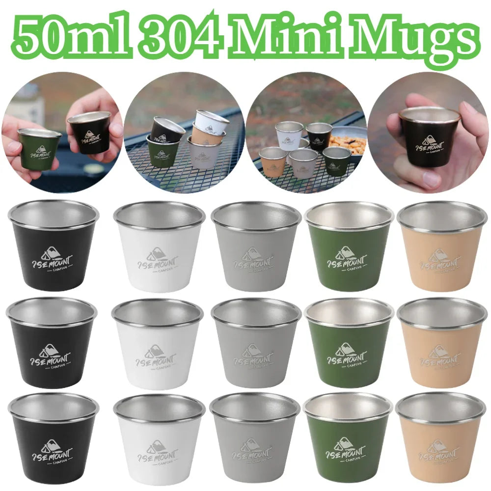 50ML Mini Coffee Mug Household Wine Cup 304 Stainless Steel Beer Mug Stackable Lightweight Pint Cup Portable Metal Tea Cup