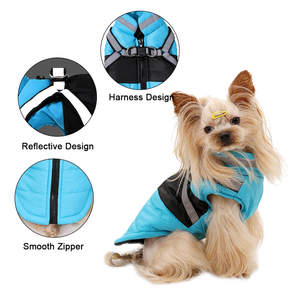 Winter Pet Dog Clothes Reflective Waterproof Puppy Jacket With Harness For Small Medium Dogs Cat Vest Coat Chihuahua Overalls