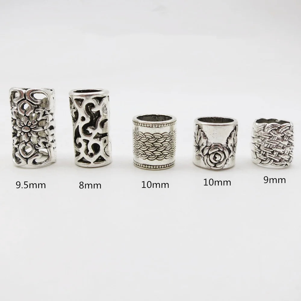 5Pcs/Pack large hole viking hair braid dread beard dreadlock beads rings tube for women men hair Accessories