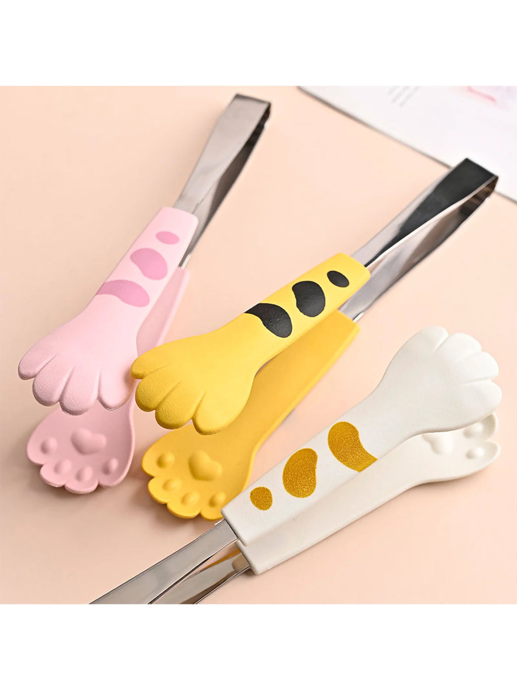 Japanese Cat Paw Shape Food Tongs Cute Cartoon Meal Tongs Stainless Steel Barbecue Tongs Sandwich Baking Clip Kitchen Gadgets