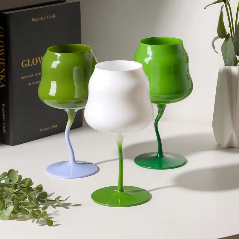 1PC Glass Wine Glass Creative Cute Macaron Goblet Christmas Crystal Glass Red Wine Home Hotel Supplies Mall Tableware