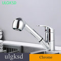 Matte Black 360° Rotation Pull Out  Brass Faucet Hot And Cold Water Mixer Sink Tap Wide Single Handle Kitchen Faucet Deck instal