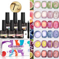 PUENTE 6pcs/set Fruit Series Cat Magnetic Gel Nail Polish Sparkling Blue Pink Purple Cat Eye Soak Off UV Semi-permanent Varnish