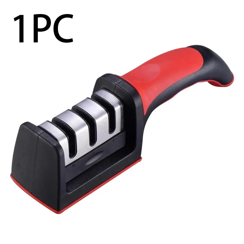 3-Stage Knife Sharpener Set - Diamond & Ceramic Rods for Kitchen, Hunting, Pocket Knives, Fast Edge Repair with Non-Slip Base (B