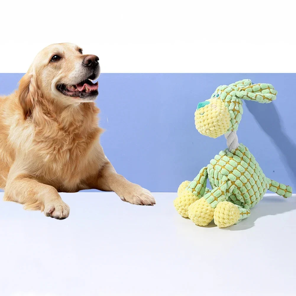 Cartoon Puppy Plush Dog Toy Chew Squeak Teething Toy for Small Dogs Pet Accessories
