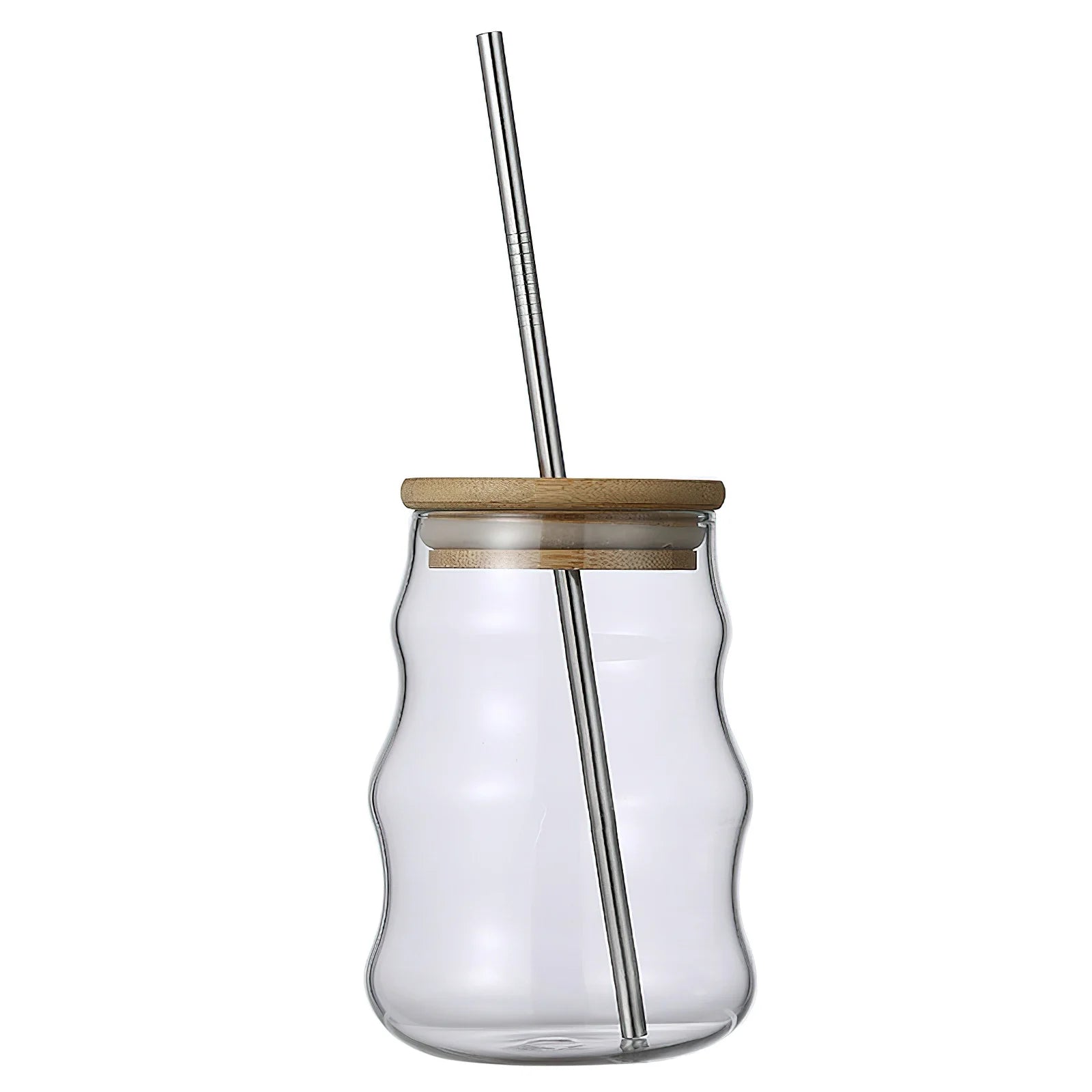 500ml Glass Tumblers Cups With Straw Mason Jar Clear Juice Coffee Milk Cup With Bamboo Lids Drinkware Stripe Beer Mug