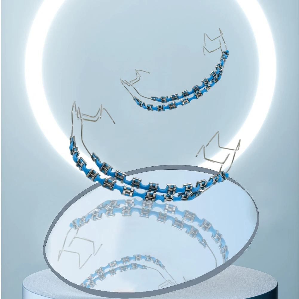 Temporary Tooth Decoration Dental Fake Braces with Metal Wires & Bracket Dental Metal Bracket Dental Tool for Tooth Decor