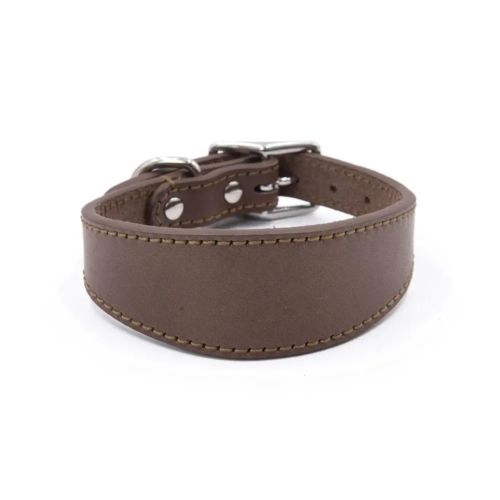 Quality Cow Leather Greyhound Dog Collar Comfortable Wide Whippet Necklace Durable Pitbull Pet Accessories Heavy Duty For Dogs