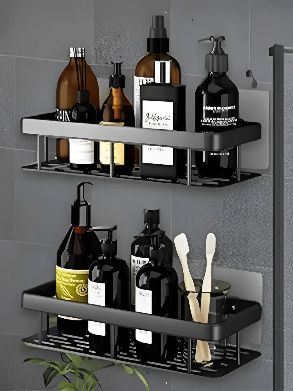 3PCS Adhesive Aluminum Shower Shelf: Rust-Proof No-Drill Bathroom Storage Organizer
