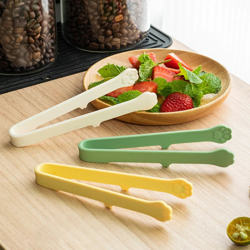 1Pc 5.71inch Non-slip Japanese Cat Paw Shape Food Tongs Cute Cartoon Tongs Silicone Barbecue Tongs Baking Clip Kitchen Gadgets