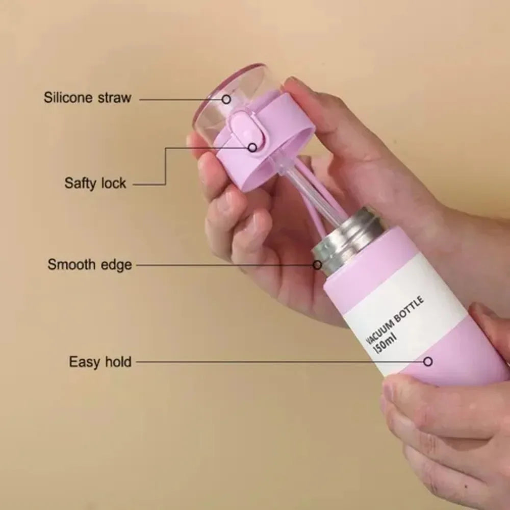 [homeeee] Ultra-Mini Insulated Water Bottle with Straw - 150ml/250ml