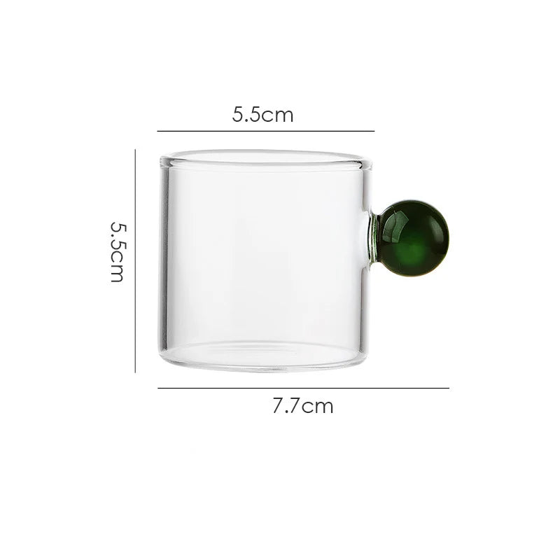 100ml Espresso Cups Small Cups Home Glass Ball Handle Coffee Cup Tea Water Cup Saucer Steak Juice Bucket Table Decor
