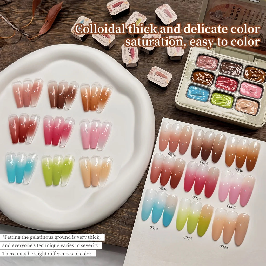 MORDDA 9pcs Gradient Patting Gel Set, Easy Ombre Nail Art Design for DIY Beginners & Salon Professionals, with Premium Finish