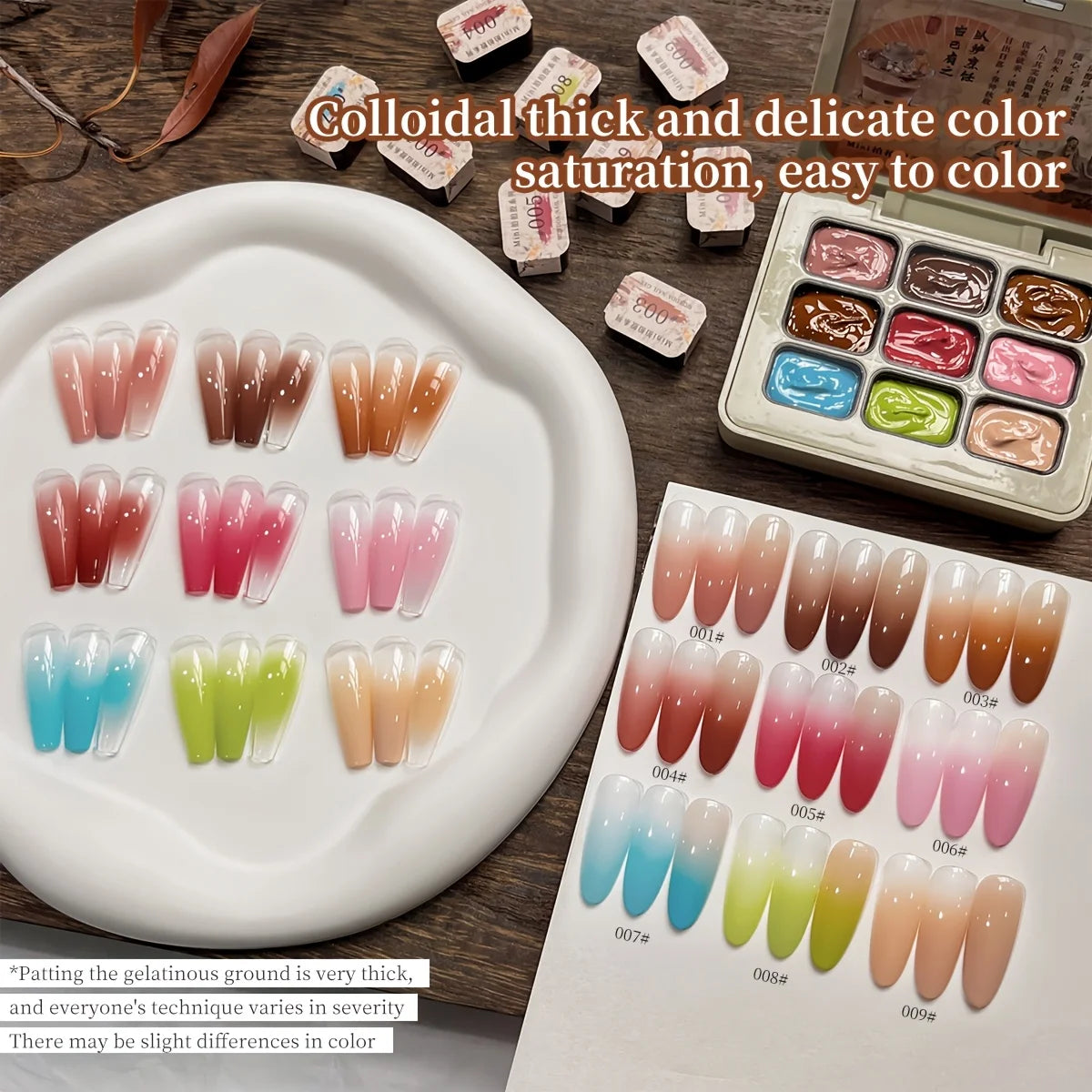 MORDDA 9pcs Gradient Patting Gel Set, Easy Ombre Nail Art Design for DIY Beginners & Salon Professionals, with Premium Finish