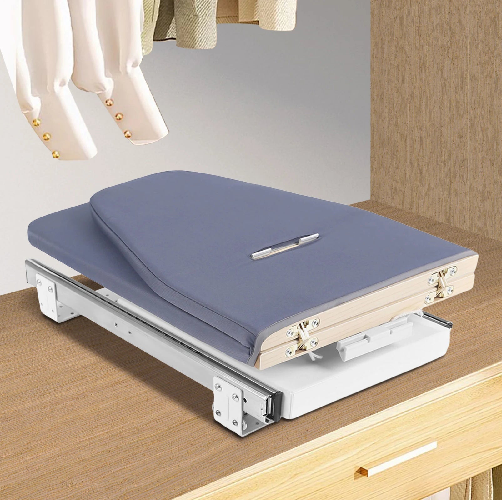 80cm Modern Retractable Ironing Board Closet Pull-Push Stow Away In The Cabinet