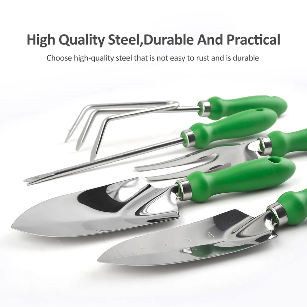 Garden Tool Set Outdoor Heavy Duty Gardening Work Set with Ergonomic Handle Garden Planting Tools Set 11 Piece Stainless Steel