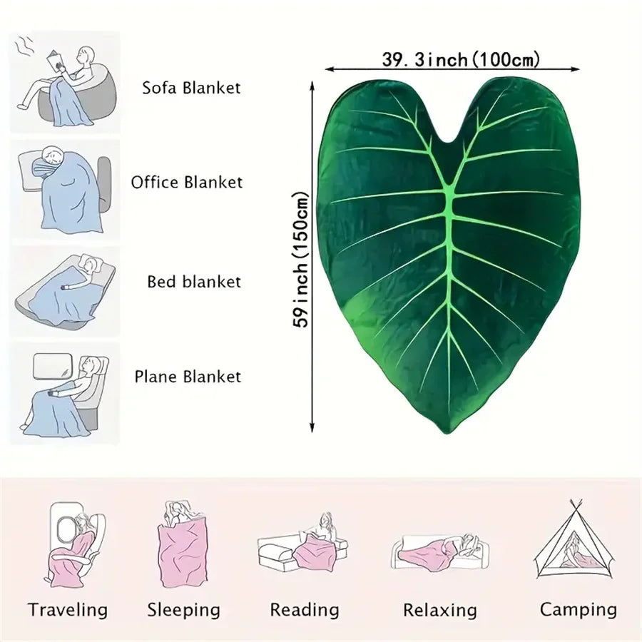A Whimsical Leaf-Flannel Blanket, a Portable Outdoor Blanket for All Seasons, a Home Tv Blanket, a Leaf Bed Blanket