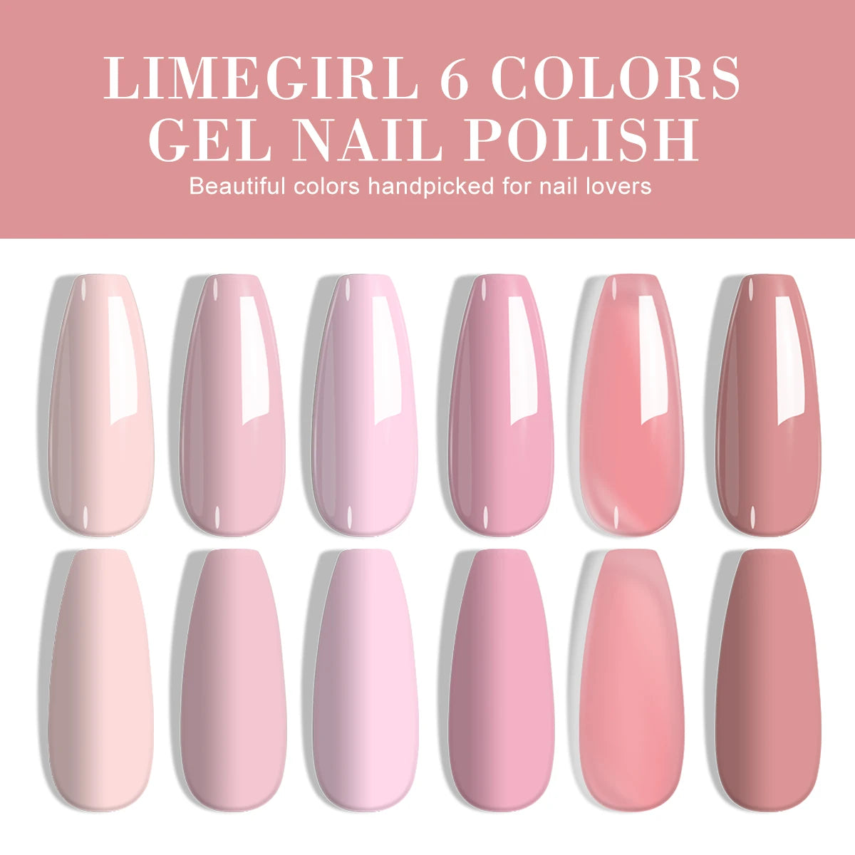 Gel Nail Polish Set for Beginner 6 PCS 8ML Glitter Art Gel Varnish with Base Coat Top Coat and UV Lamp for Manicure Salon Tools