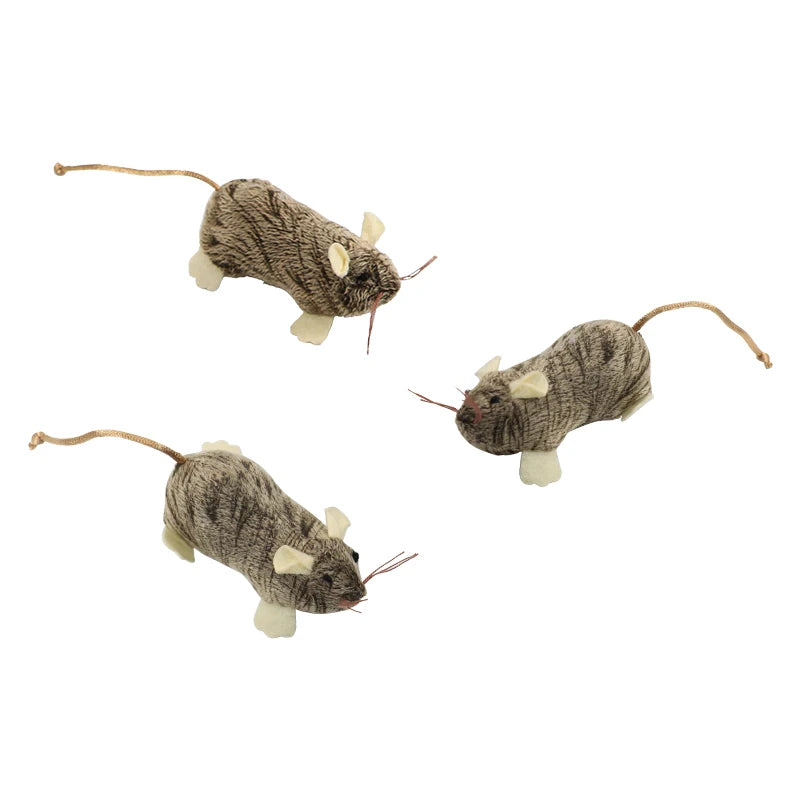 Brown mouse plush cat toy with leaky food function interactive play pet toy