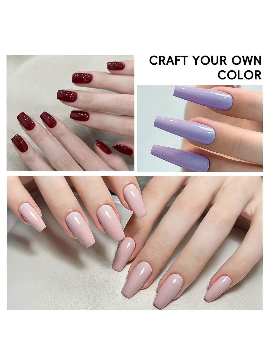 XEJAYI 6-Piece Pink-Purple Gel Nail Polish Set, UV LED Soaked Nail Polish, Semi-Permanent