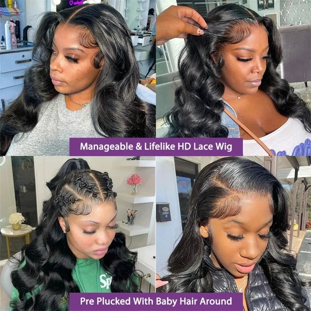 250 Density Body Wave 13x6 HD Transparent Lace Front Human Hair Wigs For Women 13x4 Hd Lace Frontal Brazilian Wigs Pre Plucke