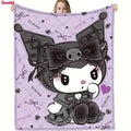 Kuromi Lavender Flannel Blanket 2D Single Print Stylish Home Decor Accessory Cozy Functional Cartoon-Themed Attractive Durable