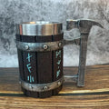 New Wooden Barrel Beer Cup Creative Large Capacity Bar Mug Water Cup Personalized Imitation Wood Stainless Steel Cup