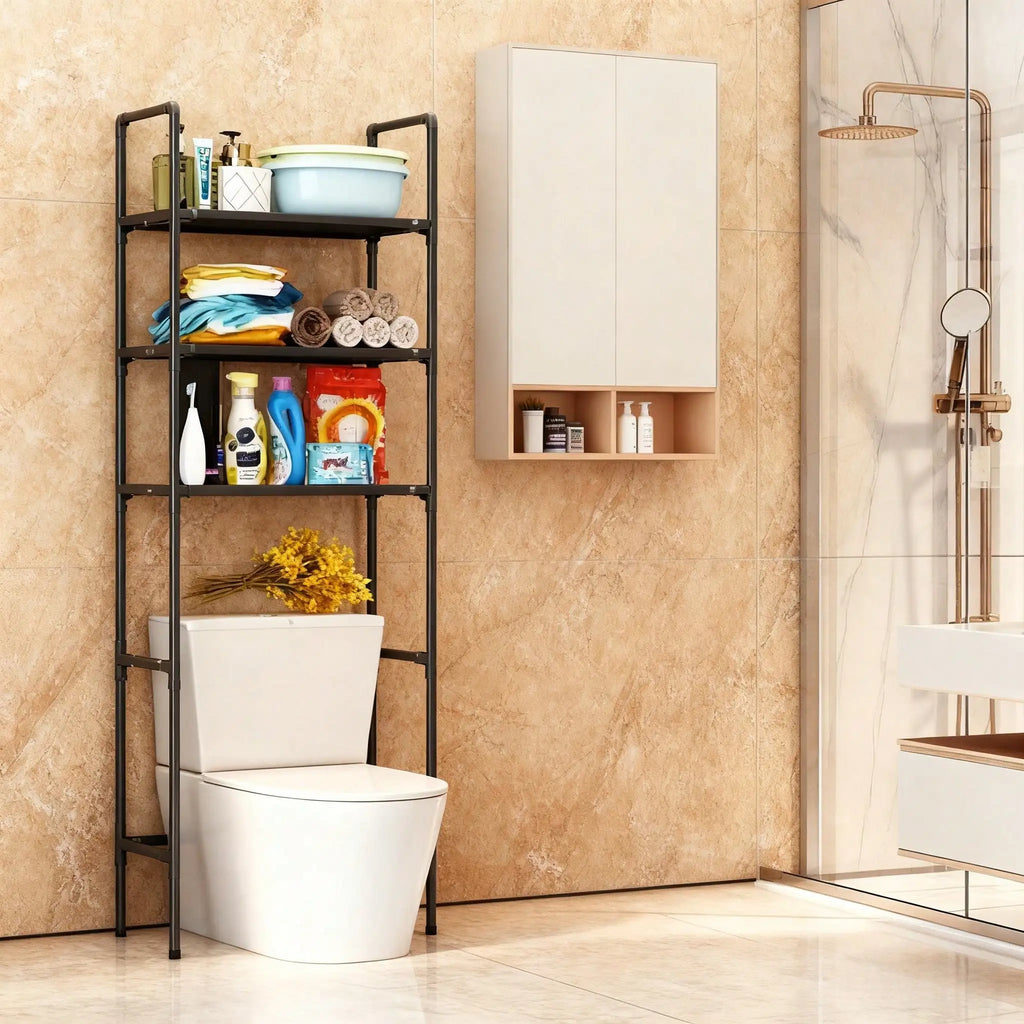Multi-Layer Metal Freestanding Bathroom Rack - Towel Bar, Space-Saving Sturdy Organizer